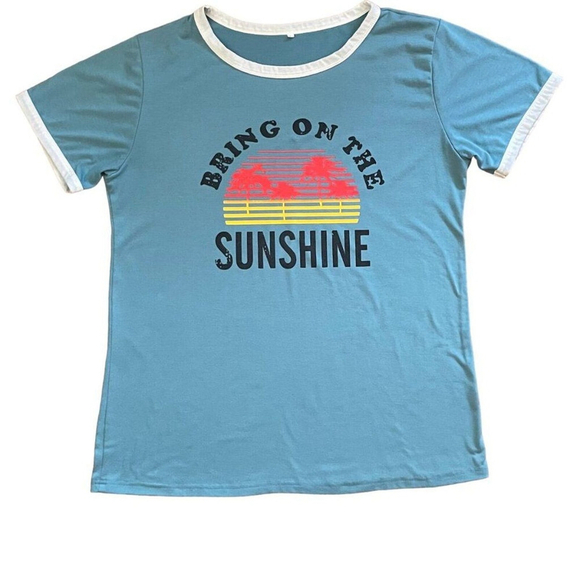 Tops - Retro Bring on the Sunshine Light Blue T Shirt Size Large